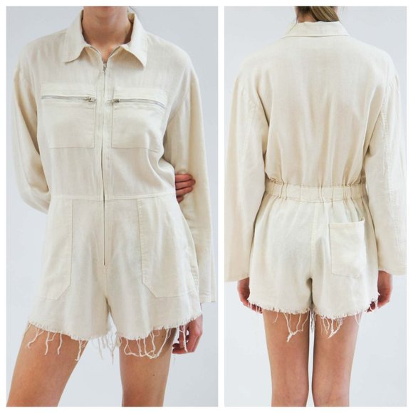 Jen's Pirate Booty Pants - Jen's Pirate Booty Amazon Linen Palmetto Coconut Ivory Long Sleeve Zip Romper